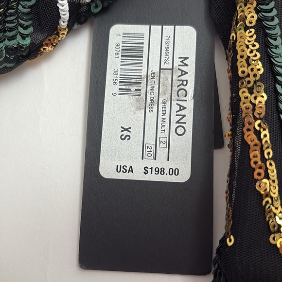 Marciano "Jen Tunic Dress" in Green and Gold Sequin - Picture 5 of 10